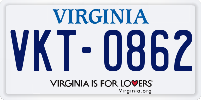 VA license plate VKT0862