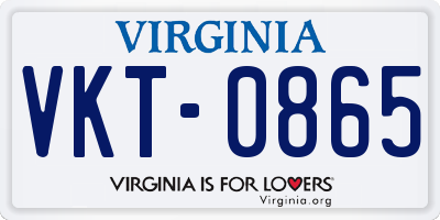 VA license plate VKT0865