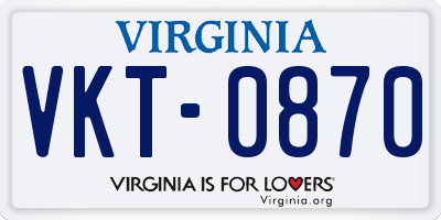 VA license plate VKT0870
