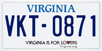 VA license plate VKT0871