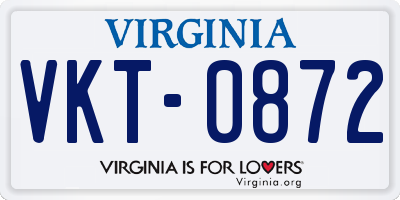 VA license plate VKT0872