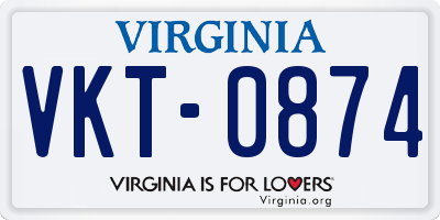 VA license plate VKT0874