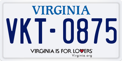 VA license plate VKT0875