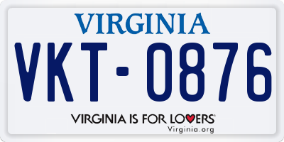VA license plate VKT0876