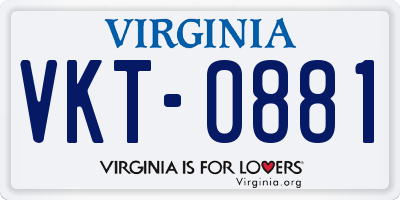 VA license plate VKT0881