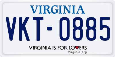 VA license plate VKT0885