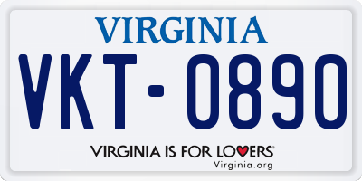 VA license plate VKT0890