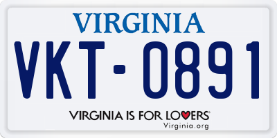 VA license plate VKT0891