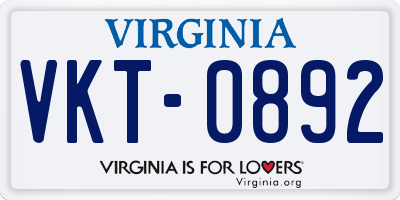 VA license plate VKT0892