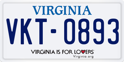 VA license plate VKT0893