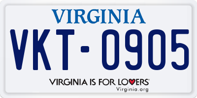 VA license plate VKT0905