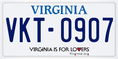 VA license plate VKT0907