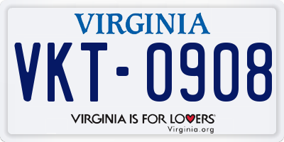 VA license plate VKT0908