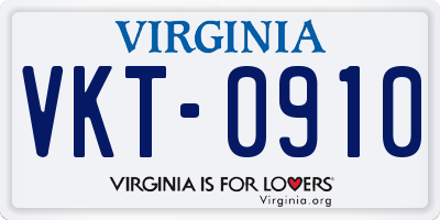 VA license plate VKT0910