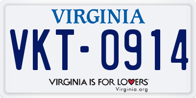 VA license plate VKT0914