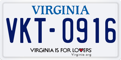 VA license plate VKT0916