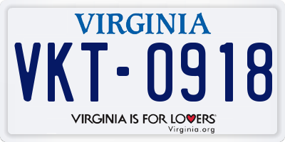 VA license plate VKT0918