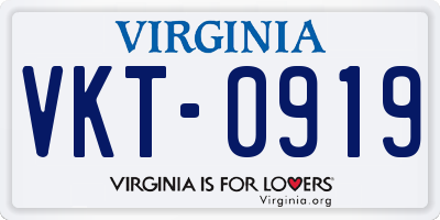 VA license plate VKT0919