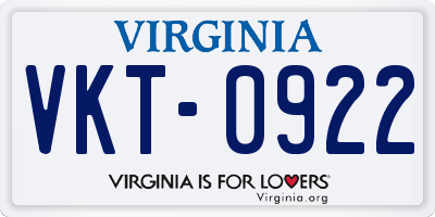 VA license plate VKT0922
