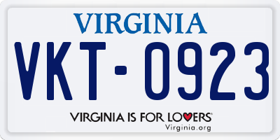 VA license plate VKT0923