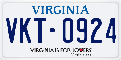 VA license plate VKT0924