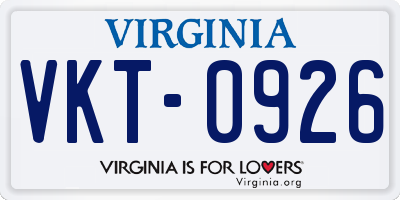 VA license plate VKT0926