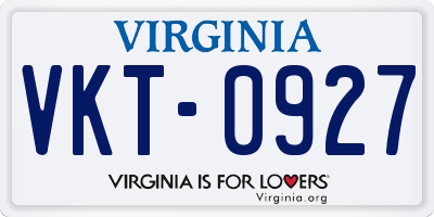 VA license plate VKT0927