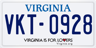 VA license plate VKT0928