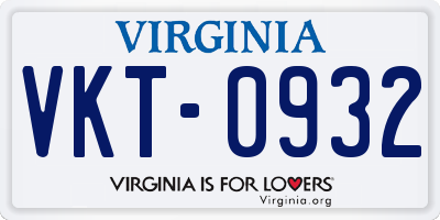 VA license plate VKT0932