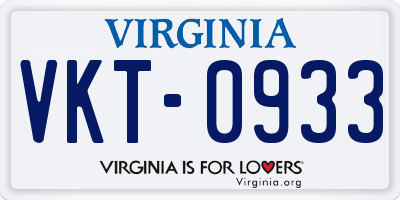 VA license plate VKT0933