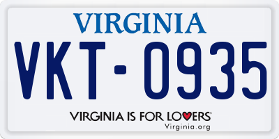 VA license plate VKT0935