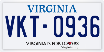 VA license plate VKT0936