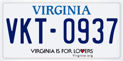 VA license plate VKT0937