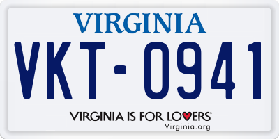 VA license plate VKT0941