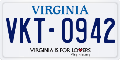 VA license plate VKT0942