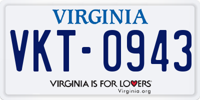 VA license plate VKT0943