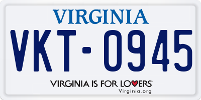 VA license plate VKT0945
