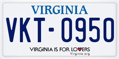 VA license plate VKT0950