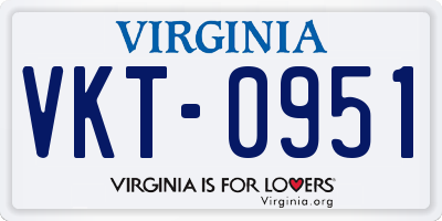 VA license plate VKT0951