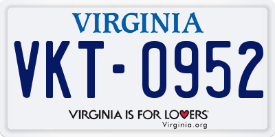 VA license plate VKT0952