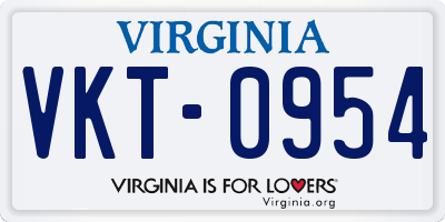 VA license plate VKT0954