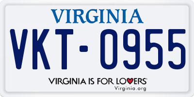 VA license plate VKT0955
