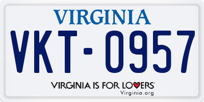VA license plate VKT0957