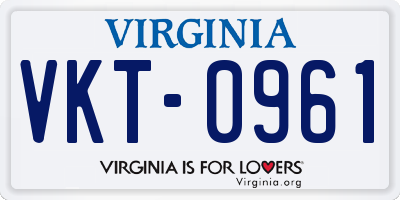 VA license plate VKT0961