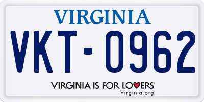 VA license plate VKT0962