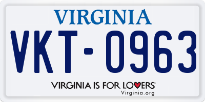 VA license plate VKT0963