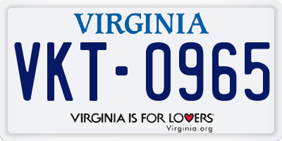 VA license plate VKT0965