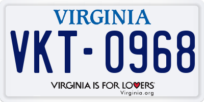 VA license plate VKT0968