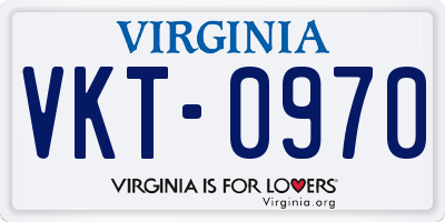 VA license plate VKT0970