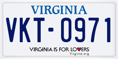 VA license plate VKT0971